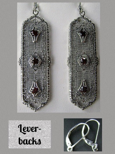 Natural Red Garnet Earrings, 3 Kings, Sterling silver filigree, trinity gem earrings, silver Embrace Jewelry, E197, lever-backs