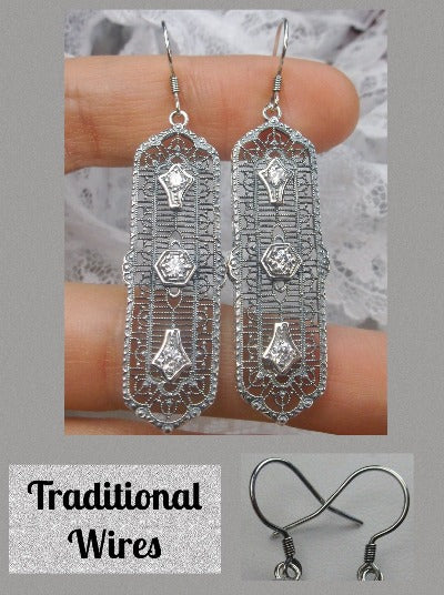 Natural White Topaz Earrings, 3 Kings, Sterling silver filigree, trinity gem earrings, silver Embrace Jewelry, E197, traditional wire backs