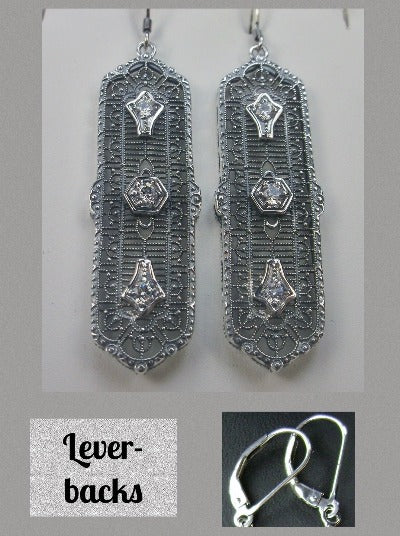 White Cubic Zirconia (CZ) Earrings, 3 Kings, Sterling silver filigree, trinity gem earrings, silver Embrace Jewelry, E197, leverbacks