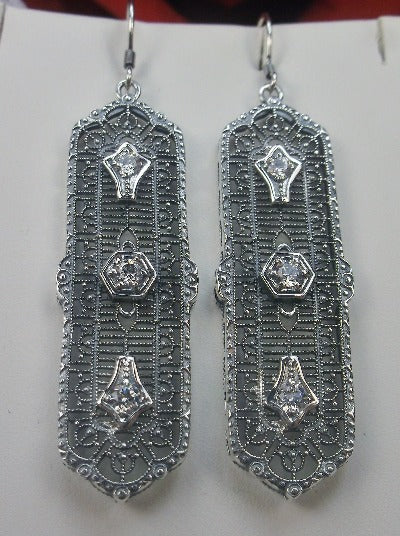 White Cubic Zirconia (CZ) Earrings, 3 Kings, Sterling silver filigree, trinity gem earrings, silver Embrace Jewelry, E197