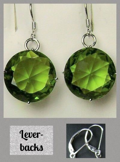 Green Peridot Round Gem Earrings, Vintage Sterling Silver Filigree, vintage Jewelry, Silver Embrace Jewelry E33