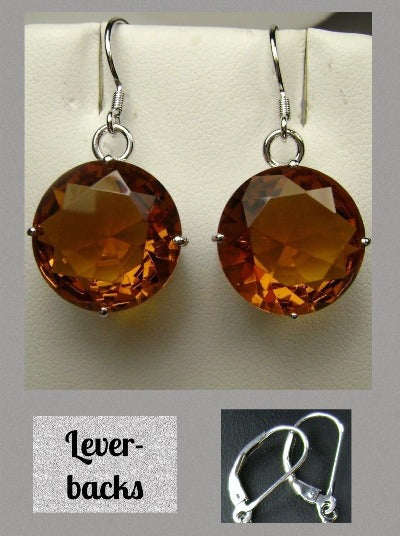 Orange Citrine Round Gem Earrings, Vintage Sterling Silver Filigree, vintage Jewelry, Silver Embrace Jewelry E33