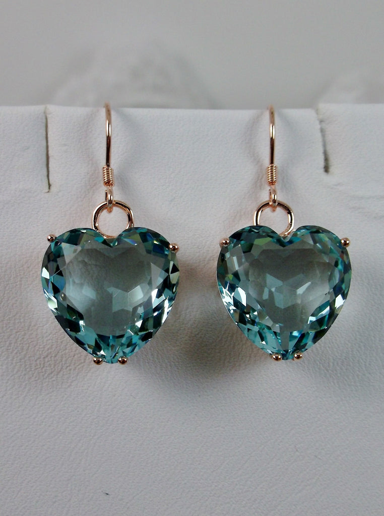 Sky Blue Aquamarine Earrings, Heart Earrings, Rose Gold plated Sterling Silver Filigree Jewelry, Vintage Jewelry, Silver Embrace Jewelry