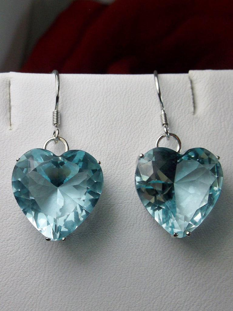 Sky Blue Aquamarine Earrings, Heart Earrings, Sterling Silver Filigree Jewelry, Vintage Jewelry, Silver Embrace Jewelry