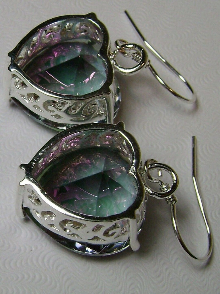 Mystic Topaz Earrings, Heart Earrings, Sterling Silver Filigree Jewelry, Vintage Jewelry, Silver Embrace Jewelry