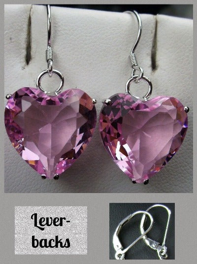 Pink Topaz Earrings, Heart Earrings, Sterling Silver Filigree Jewelry, Vintage Jewelry, Silver Embrace Jewelry, E38