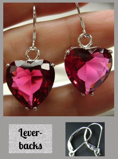 Red Ruby Earrings, Heart Earrings, Sterling Silver Filigree Jewelry, Vintage Jewelry, Silver Embrace Jewelry, E38
