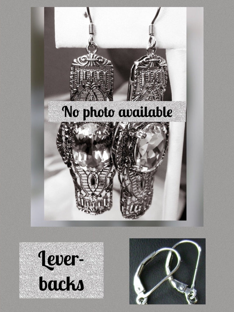 Blue Topaz Oval Earrings, Oval Castle Earrings, Art Deco Jewelry, Sterling Silver Filigree, Silver Embrace Jewelry, #E4