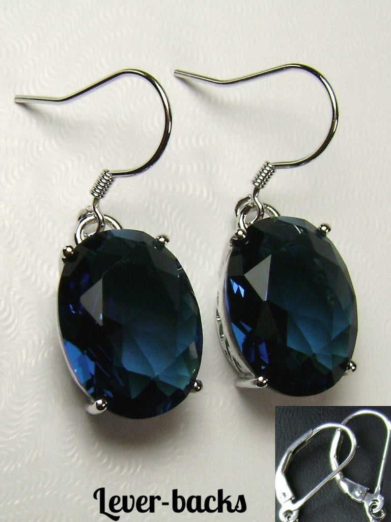 Sapphire Blue Earrings, Oval gemstone, Victorian Jewelry, Silver Embrace Jewelry