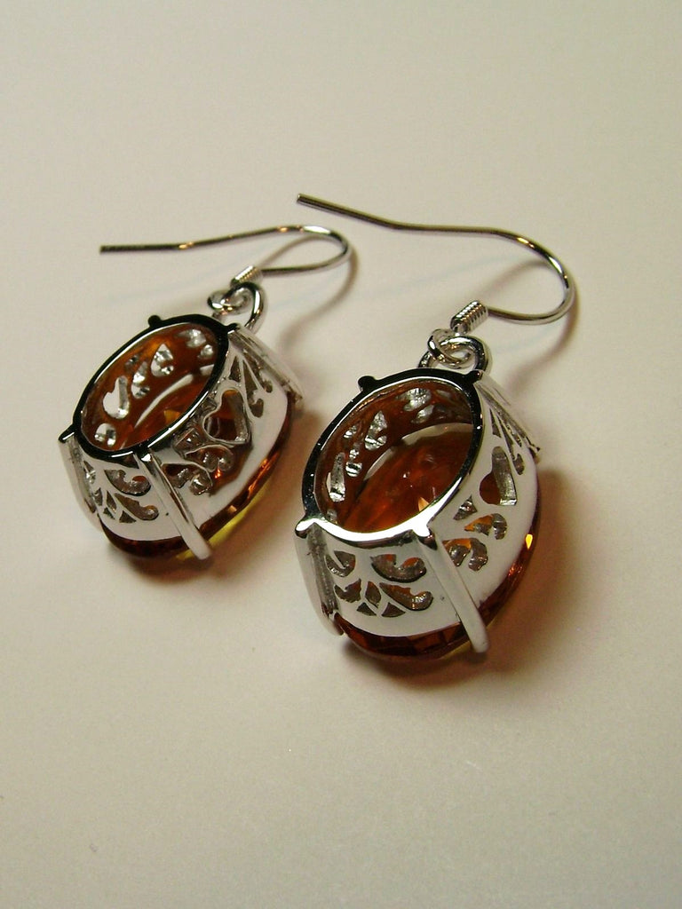 Orange Cognac Citrine Earrings, Oval gemstone, Victorian Jewelry, Silver Embrace Jewelry