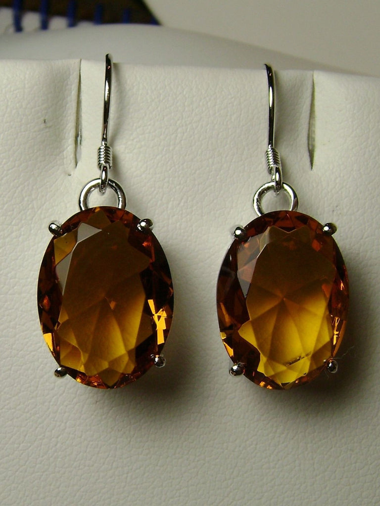 Orange Cognac Citrine Earrings, Oval gemstone, Victorian Jewelry, Silver Embrace Jewelry