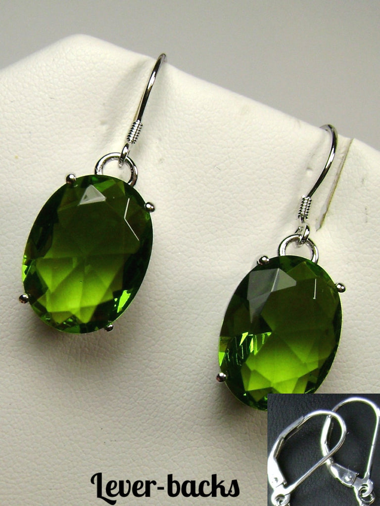 Green Peridot Earrings, Oval gemstone, Victorian Jewelry, Silver Embrace Jewelry