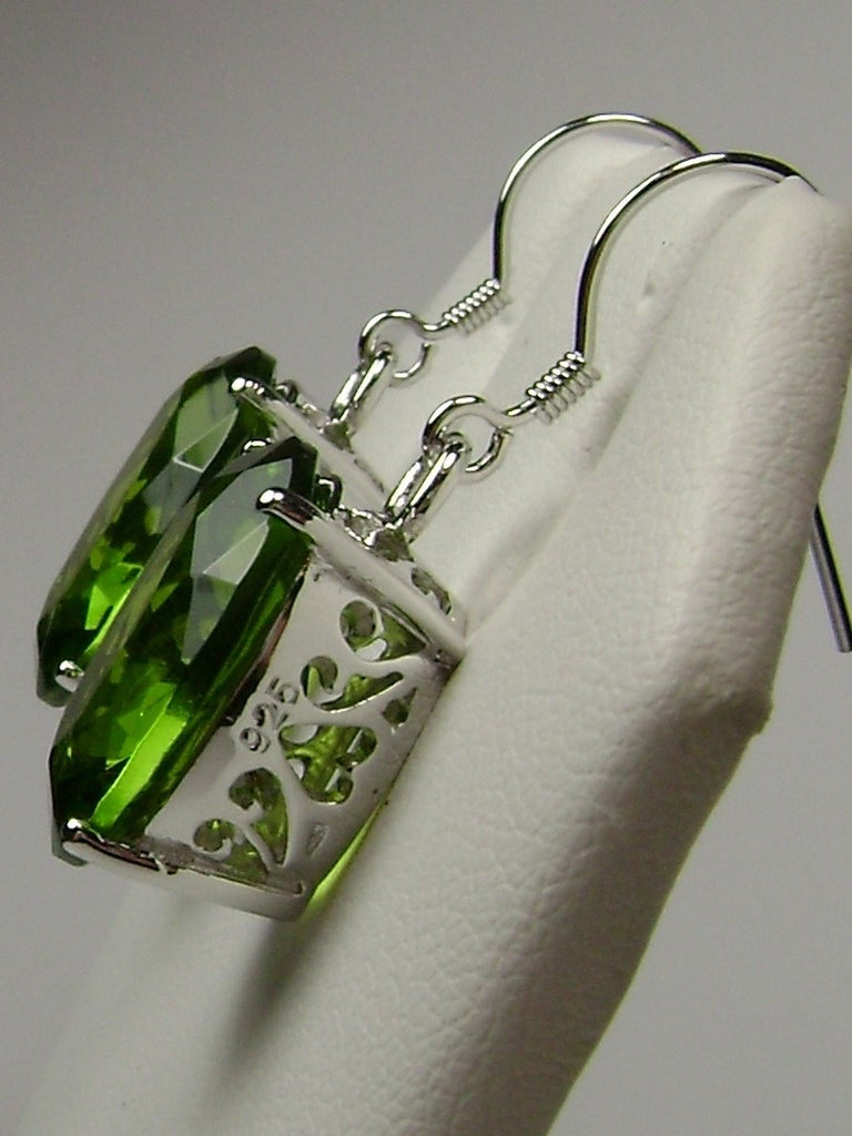 Green Peridot Earrings, Oval gemstone, Victorian Jewelry, Silver Embrace Jewelry