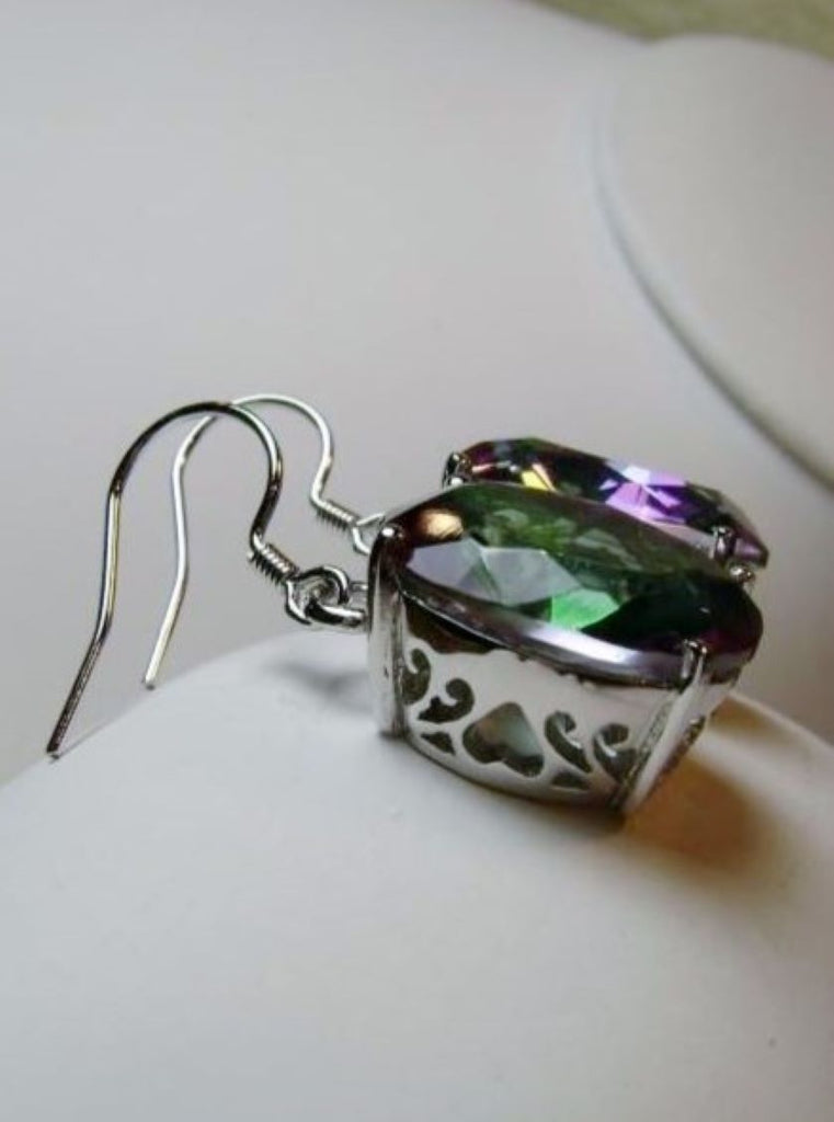 Mystic Topaz Earrings, Oval gemstone, Victorian Jewelry, Silver Embrace Jewelry