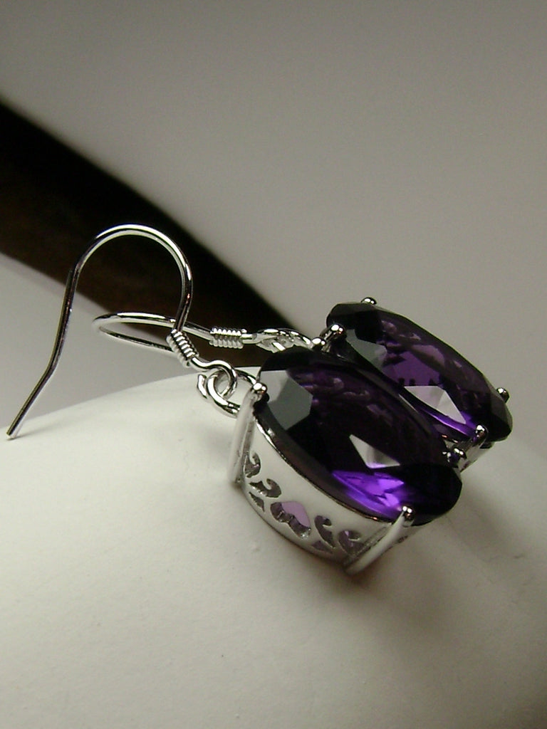 Purple Amethyst Earrings, Oval gemstone, Victorian Jewelry, Silver Embrace Jewelry