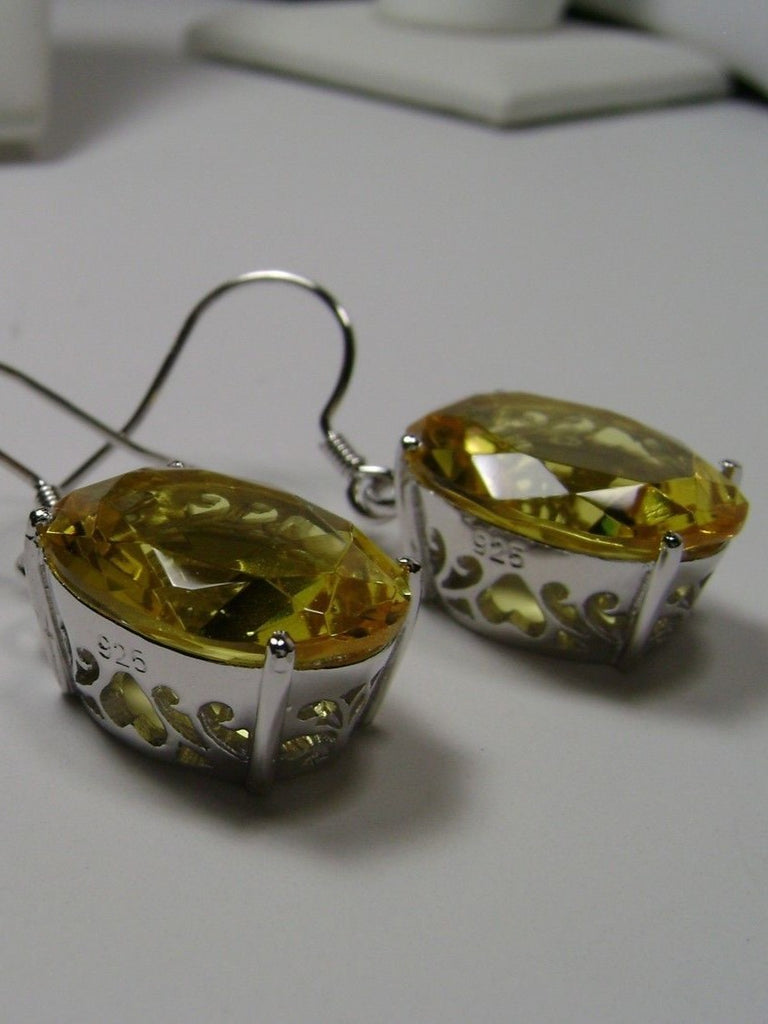 Yellow Citrine Earrings, Oval gemstone, Victorian Jewelry, Silver Embrace Jewelry