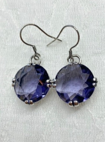 Purple Amethyst Earrings, Round Cut, Sterling silver filigree, Silver Embrace Jewelry, Art Deco Vintage Earrings, F Design#7