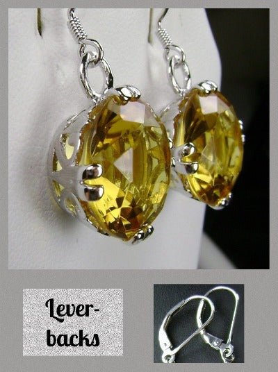 Yellow Citrine Earrings, Round Cut, Sterling silver filigree, Silver Embrace Jewelry, Art Deco Vintage Earrings, F Design#7