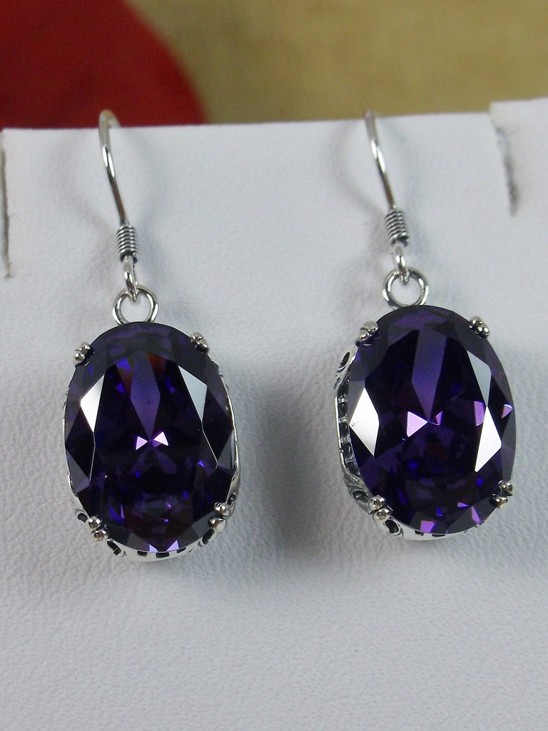 Purple Amethyst Earrings, Sterling Silver Filigree, Edward #E70, Vintage Reproduction Jewelry, Silver Embrace Jewelry