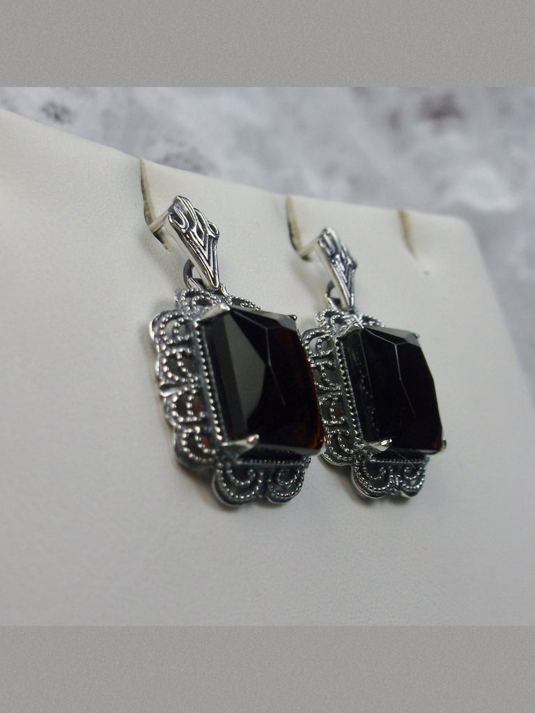 Garnet Earrings, Rectangle gemstones edged with fine lace filigree detail accenting the lovely deep merlot garnet colored stone, Merlot Garnet earrings