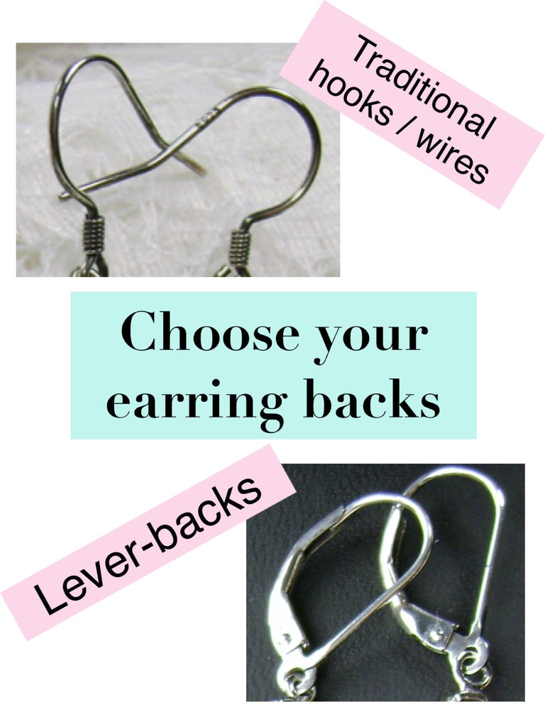 Silver Embrace Jewelry Earring closure choice of backs; traditional ear wires, or lever-backs