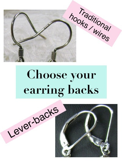 Choose your earring backs from wires or lever-backs
