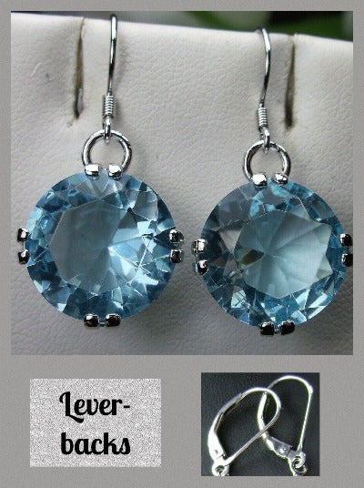Sky Blue Aquamarine Earrings, Round Cut, Sterling silver filigree, Silver Embrace Jewelry, Art Deco Vintage Earrings, F Design#7