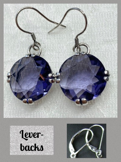 Purple Amethyst Earrings, Round Cut, Sterling silver filigree, Silver Embrace Jewelry, Art Deco Vintage Earrings, F Design#7