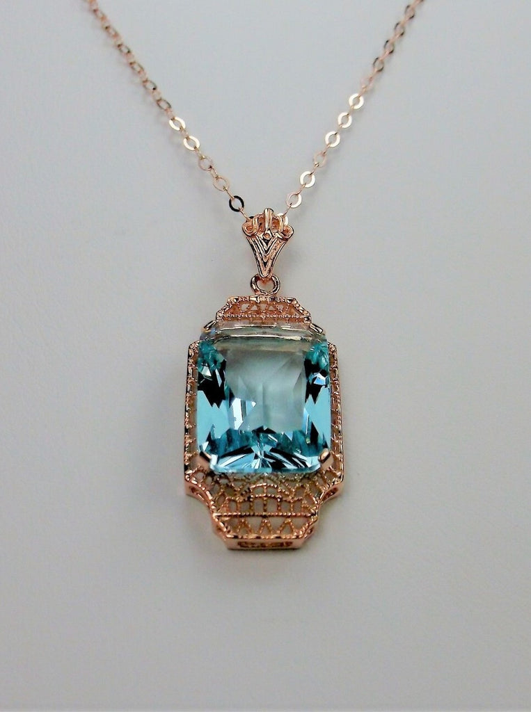 Blue Aquamarine Pendant, Art Deco style Jewelry, Sterling Silver Filigree, Silver Embrace Jewelry, Lantern, P13