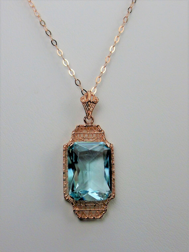 Blue Aquamarine Pendant, Art Deco style Jewelry, Sterling Silver Filigree, Silver Embrace Jewelry, Lantern, P13