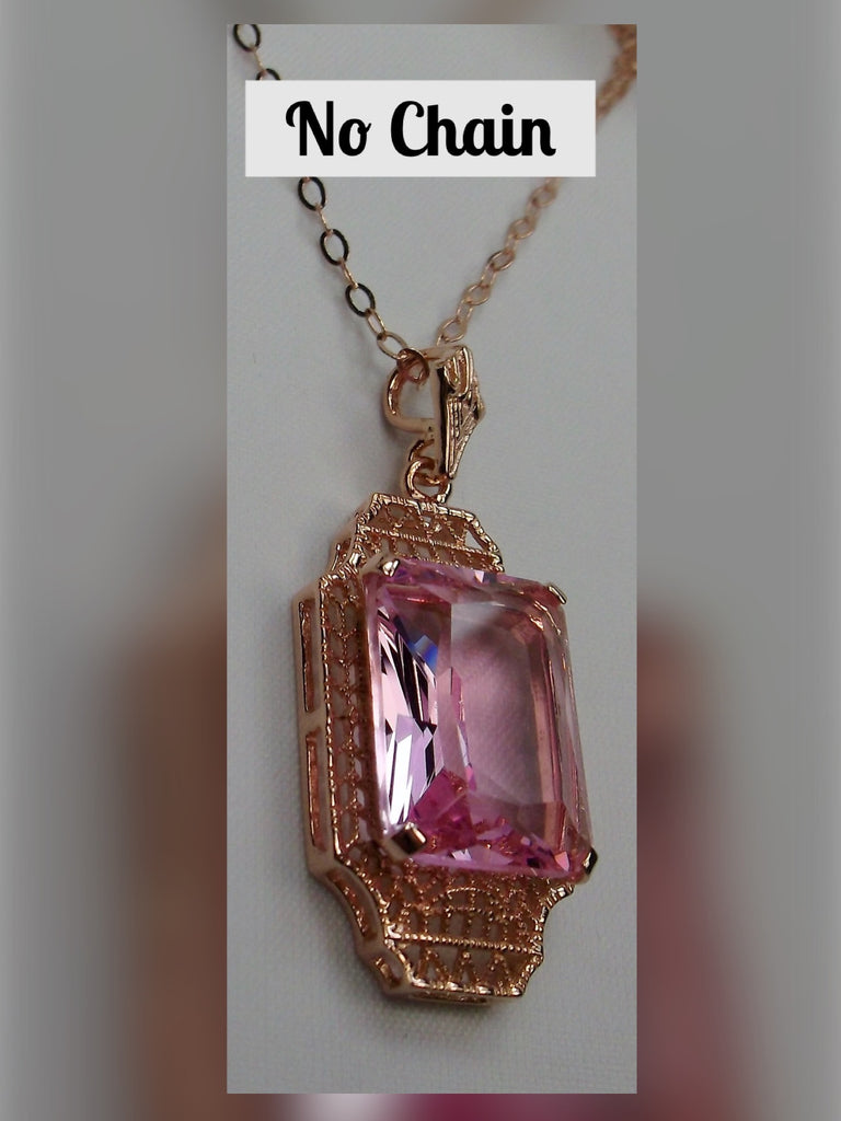 Pink Topaz Pendant, Rose gold overlay sterling silver filigree, 1930s Vintage style jewelry, Silver Embrace Jewelry P13