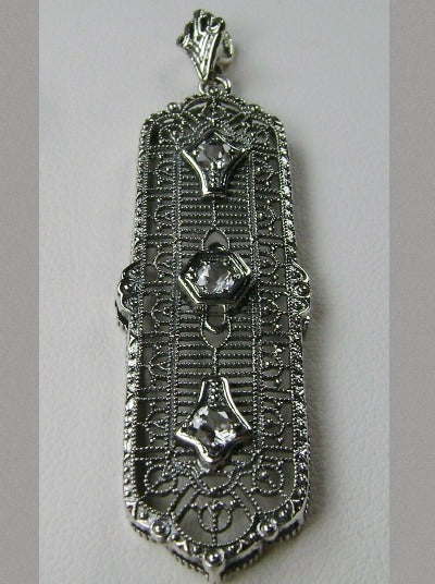 White CZ Pendant Necklace, 3Kings design, Vintage Jewelry, Silver Embrace Jewelry, P197