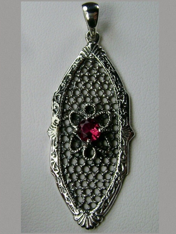 Red Ruby Flower Star Pendant, Sterling Silver Filigree, Round Gemstone, Vintage Jewelry, Silver Embrace Jewelry, P20