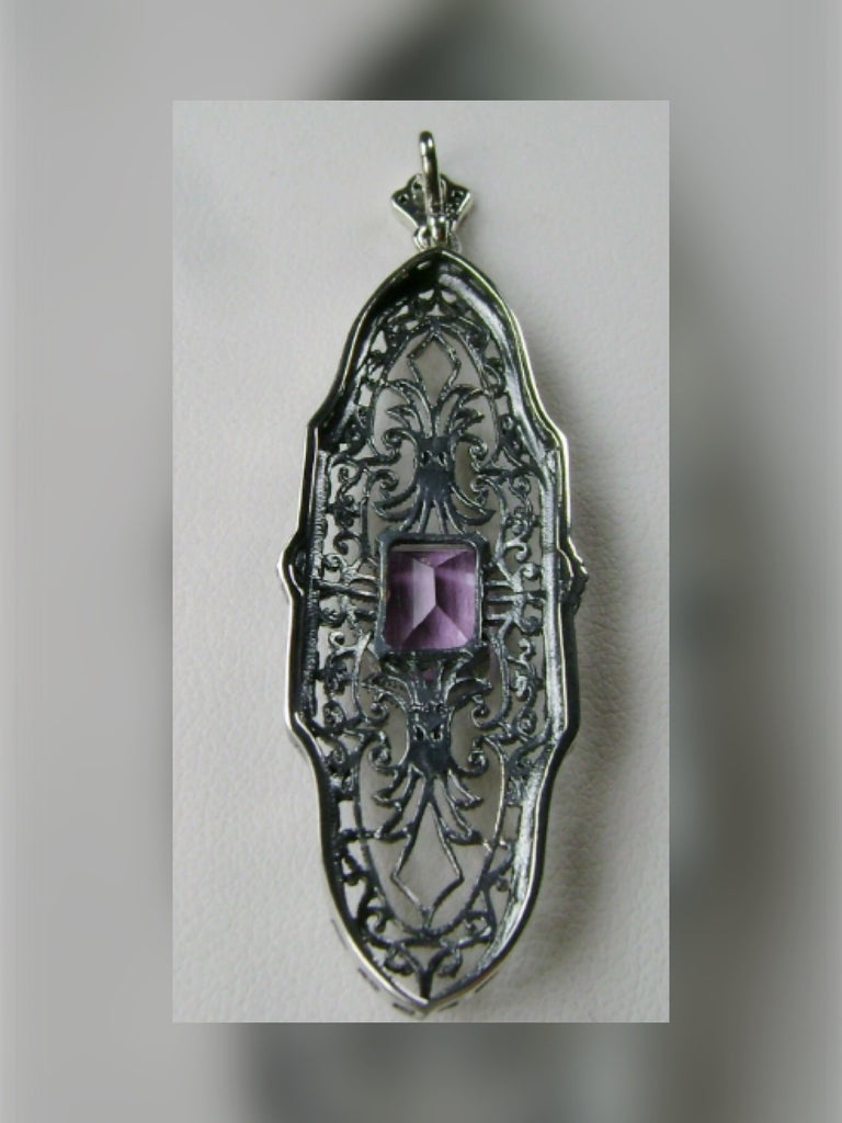 Natural Purple Amethyst Pendant, Pineapple design, Sterling silver Filigree, antique vintage reproduction jewelry, P3