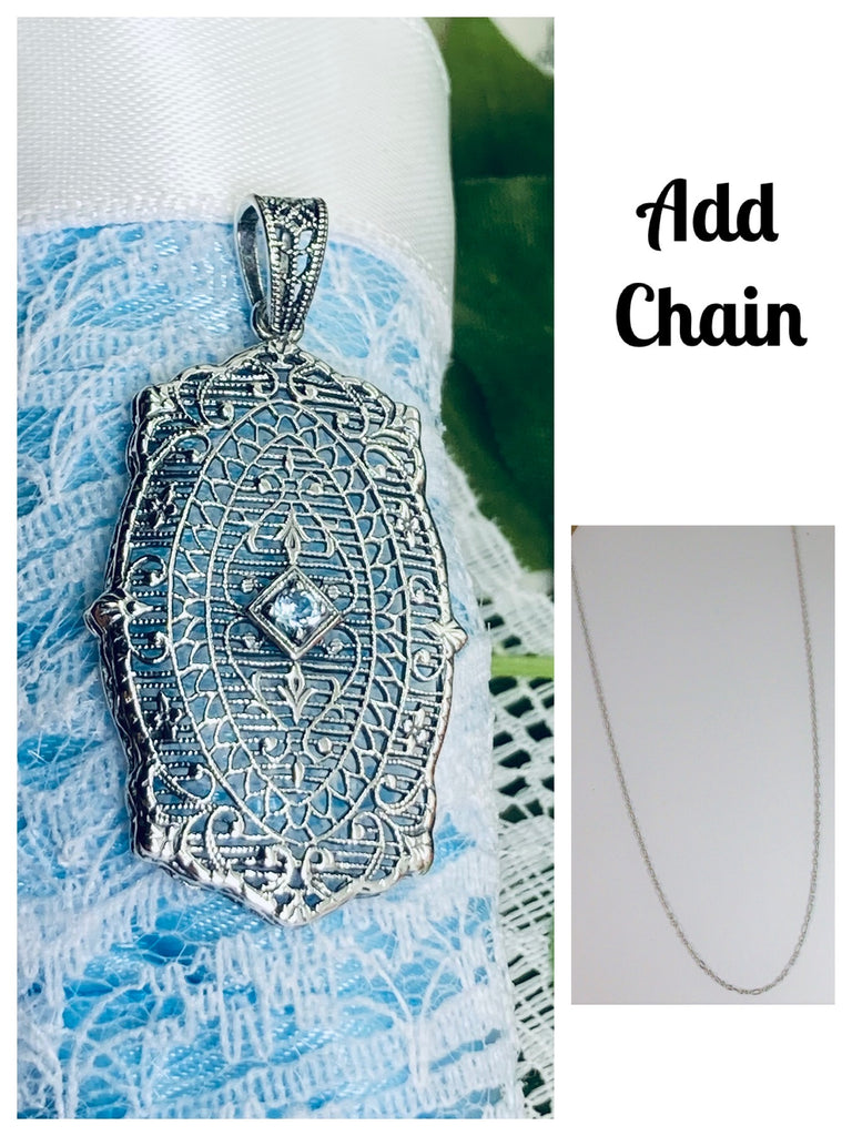 Natural Aquamarine Pendant, Sterling silver filigree, Rococo design, Silver Embrace jewelry, P358