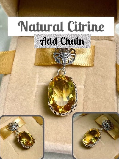 Natural Yellow Citrine Pendant, Sterling Silver Floral Filigree, Edwardian Jewelry, Vintage Jewelry, Silver Embrace Jewelry, P70
