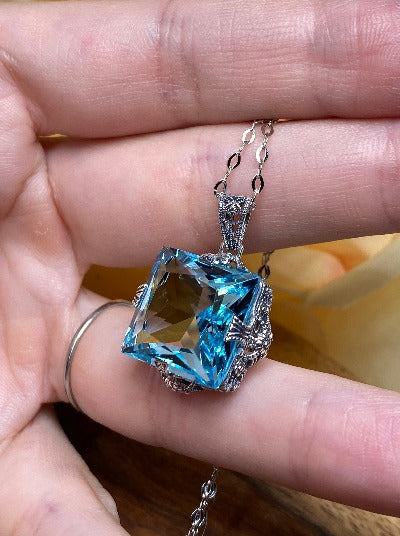 Aquamarine New Jade Iolite Sterling Silver Necklace