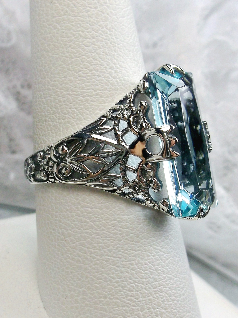 Sky Blue Aquamarine Ring, Intaglio, Vintage Jewelry, Silver Embrace Jewelry