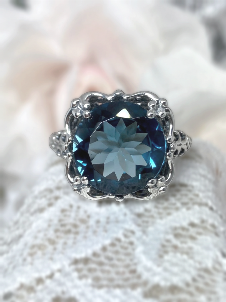 Natural London Blue Topaz Ring, Speechless Design #D103, Sterling Silver Filigree, Vintage Jewelry, Silver Embrace JewelryNatural London Blue Topaz Ring, Speechless Design #D103, Sterling Silver Filigree, Vintage Jewelry, Silver Embrace Jewelry