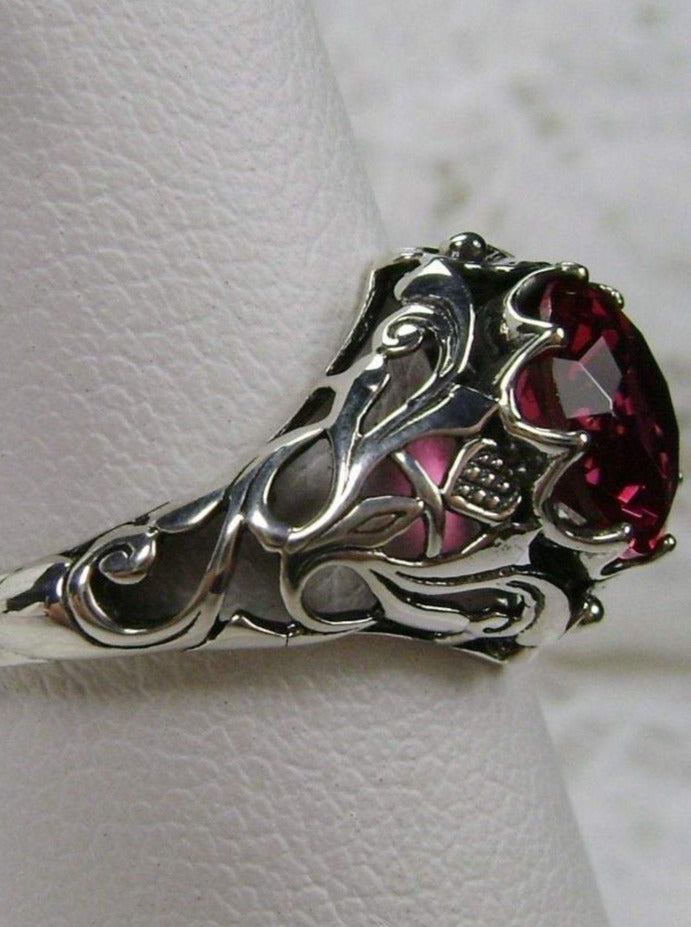 Ruby Ring, sterling silver floral filigree, daisy design #D66