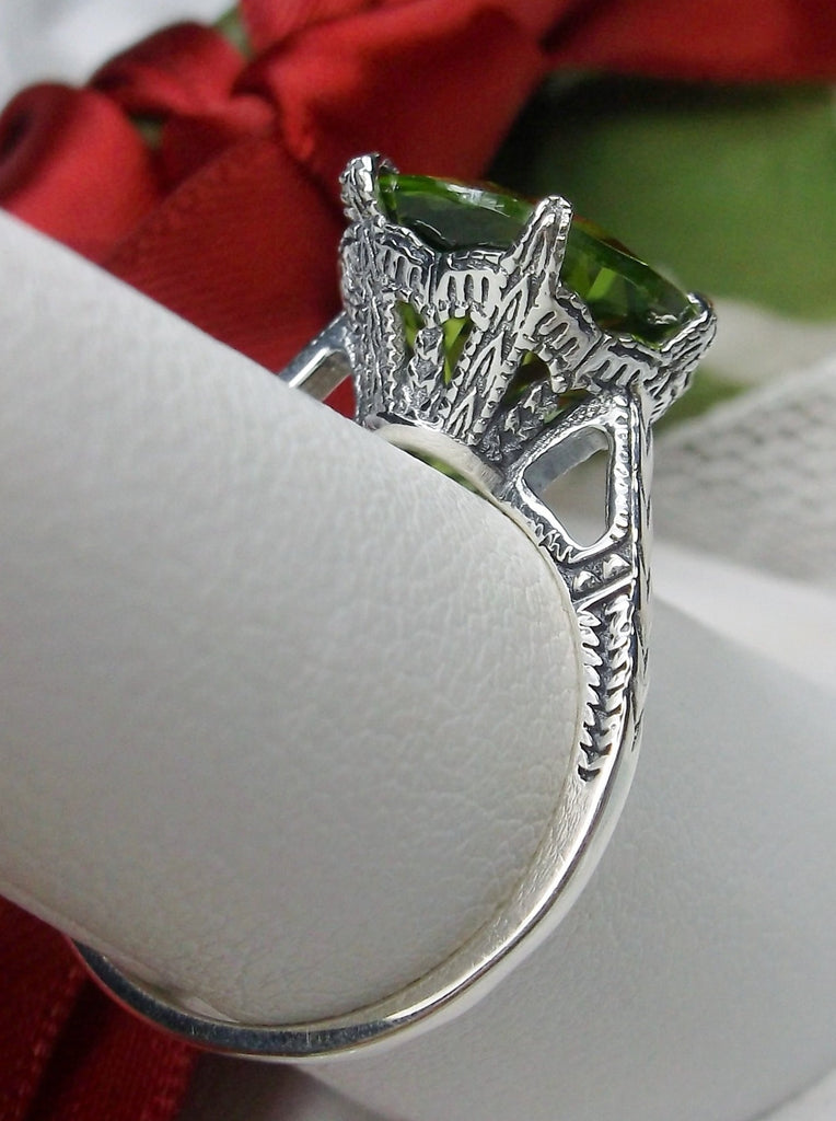 Peridot Ring, Natural gemstone, classic solitaire Victorian style Ring