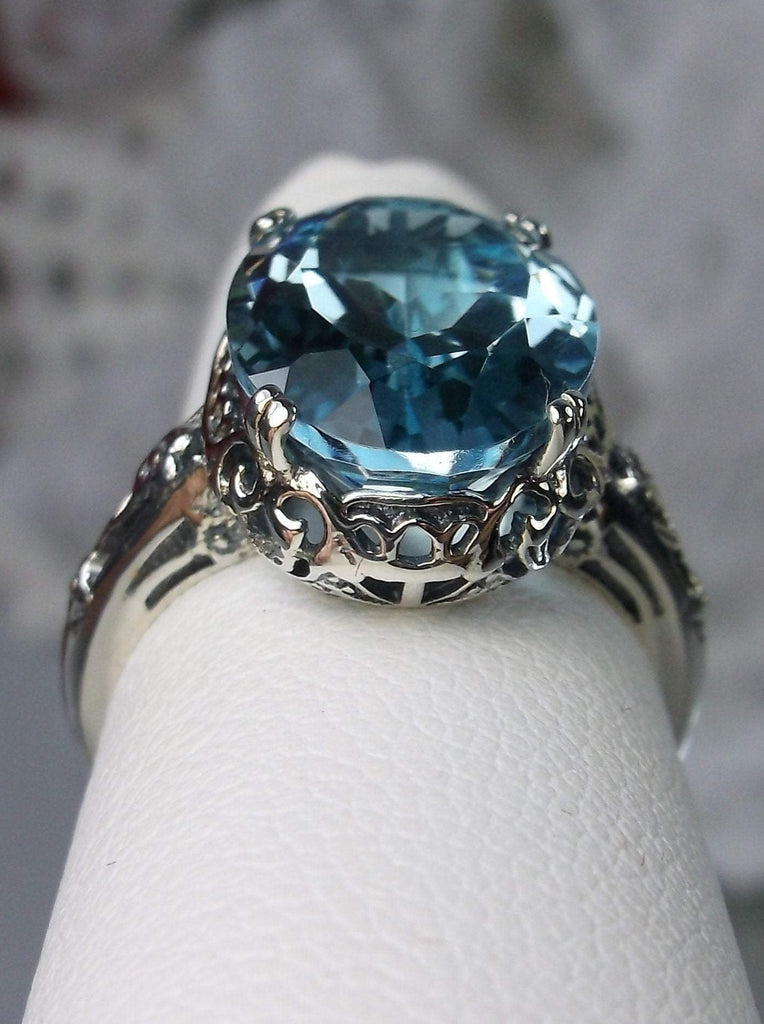 Natural Blue Topaz Ring, Sterling Silver Edwardian Jewelry #D70 ...
